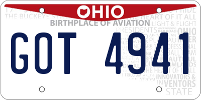 OH license plate GOT4941