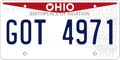 OH license plate GOT4971
