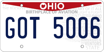 OH license plate GOT5006