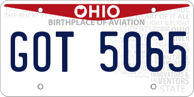 OH license plate GOT5065