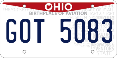 OH license plate GOT5083