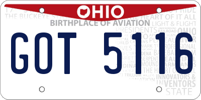OH license plate GOT5116