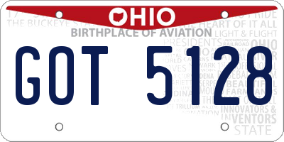 OH license plate GOT5128
