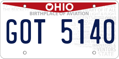 OH license plate GOT5140