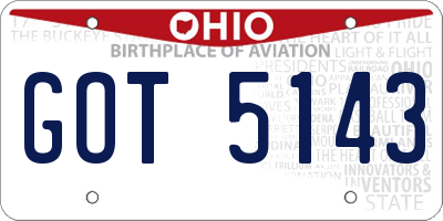 OH license plate GOT5143