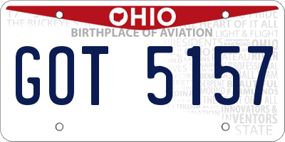 OH license plate GOT5157