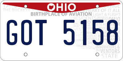 OH license plate GOT5158