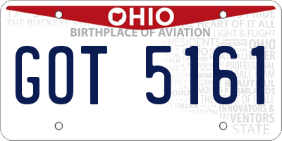OH license plate GOT5161