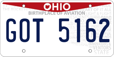 OH license plate GOT5162