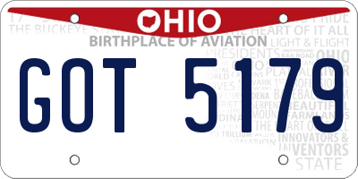OH license plate GOT5179