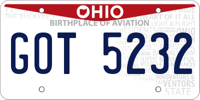 OH license plate GOT5232