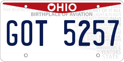 OH license plate GOT5257