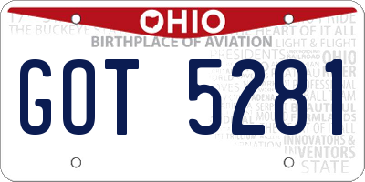 OH license plate GOT5281