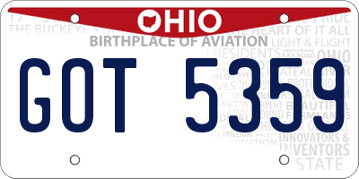 OH license plate GOT5359