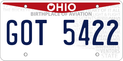 OH license plate GOT5422