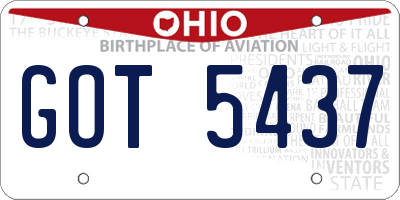 OH license plate GOT5437