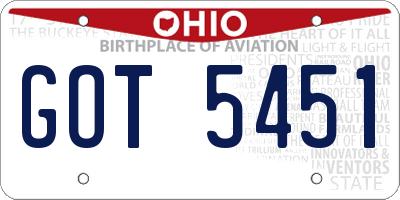 OH license plate GOT5451