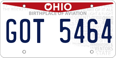OH license plate GOT5464
