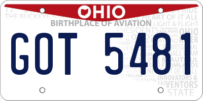 OH license plate GOT5481