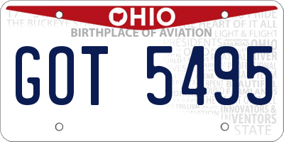 OH license plate GOT5495