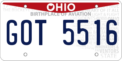 OH license plate GOT5516