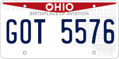OH license plate GOT5576