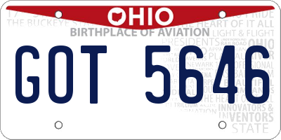 OH license plate GOT5646