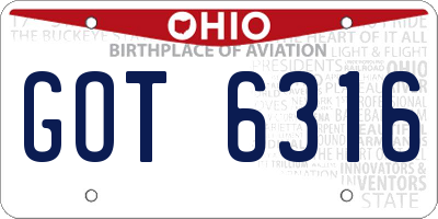OH license plate GOT6316