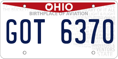 OH license plate GOT6370