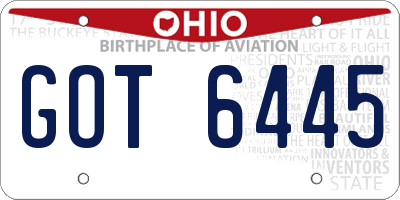 OH license plate GOT6445