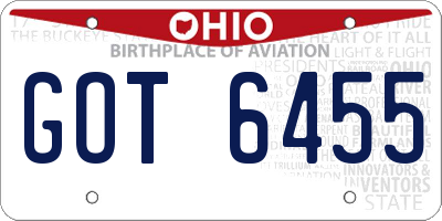 OH license plate GOT6455