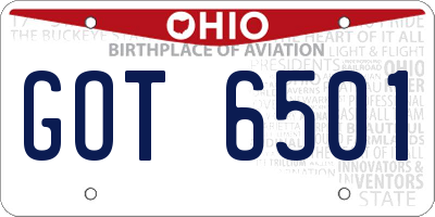 OH license plate GOT6501