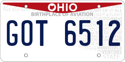 OH license plate GOT6512