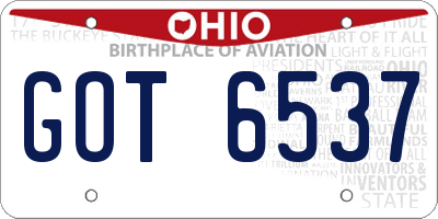 OH license plate GOT6537