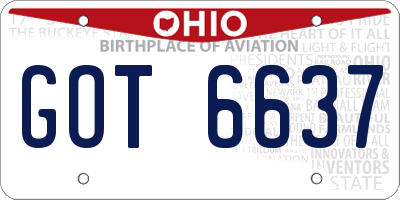OH license plate GOT6637