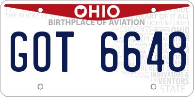 OH license plate GOT6648