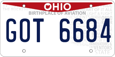 OH license plate GOT6684