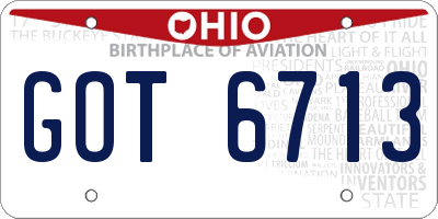 OH license plate GOT6713