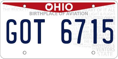 OH license plate GOT6715