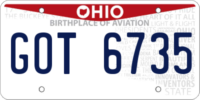 OH license plate GOT6735