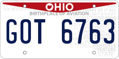 OH license plate GOT6763