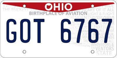 OH license plate GOT6767