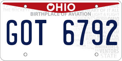 OH license plate GOT6792