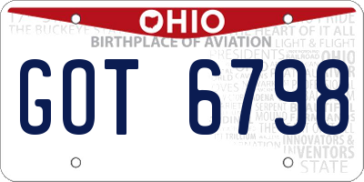 OH license plate GOT6798