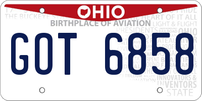 OH license plate GOT6858
