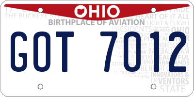 OH license plate GOT7012