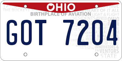 OH license plate GOT7204