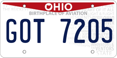 OH license plate GOT7205