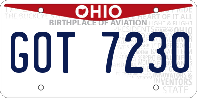 OH license plate GOT7230