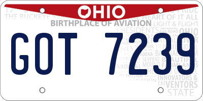 OH license plate GOT7239
